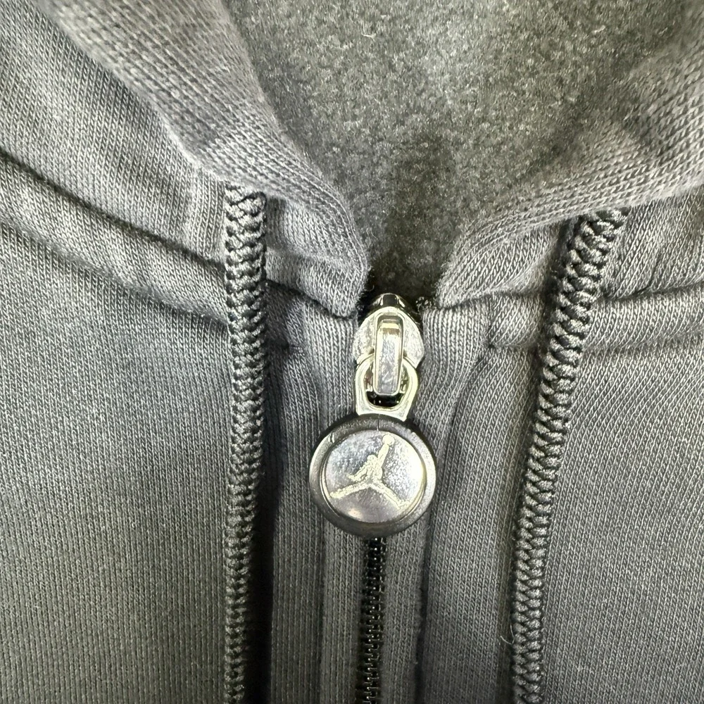 Y2K Jordan Hoodie Full Zip Black Mens XL Spellout Jacket Jump Man Logo‎